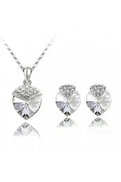 Kelan Set elegant de bijuterii – Inimă cu brățară și cristal alb