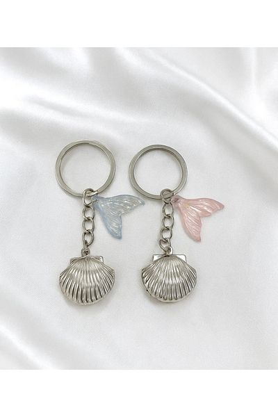 sleyshop Stainless Steel Couple Dating Openable Seashell Memory Keychain Bag Ornament