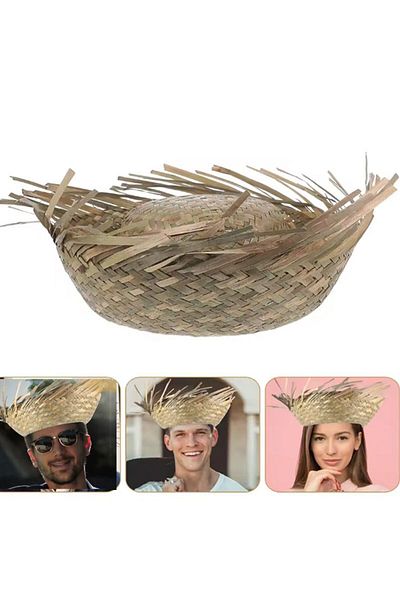 partidolu Straw Straw Model Hawaiian Hula Party Hat Plain Natural Color No 58