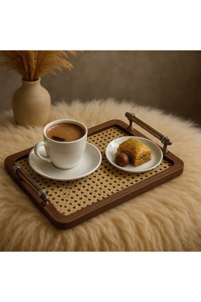 arykanda Hazeran Tray - Rattan Tray - Decorative Presentation Tray