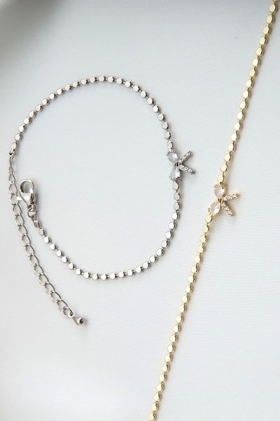 Leo'Stone New Season Crushed Chain Bow Model Colorfast and Non-Tarnish Guaranteed Women's Steel Bracelet