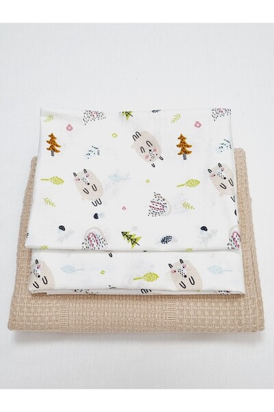 Yada Baby طقم بيبي بيكيه من قماش البوبلين والوافل قطن 100% (80 × 120 سم) (معتمد من OEKO-TEX)