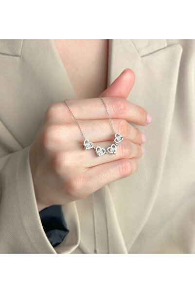 OGO SİLVER 925 Ayar Gümüş ( Işıklı Kutu Hediye ) Sevgi Zinciri Mıknatıslı Açılır Kalp Kolye