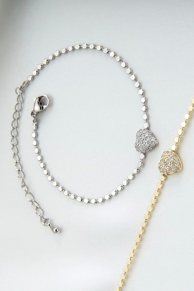 Leo'Stone V.İ.P Series Crushed Chain Full Stone Heart Model Color Non-Fading Non-Tarnishing Guaranteed Women's Steel Bracelet