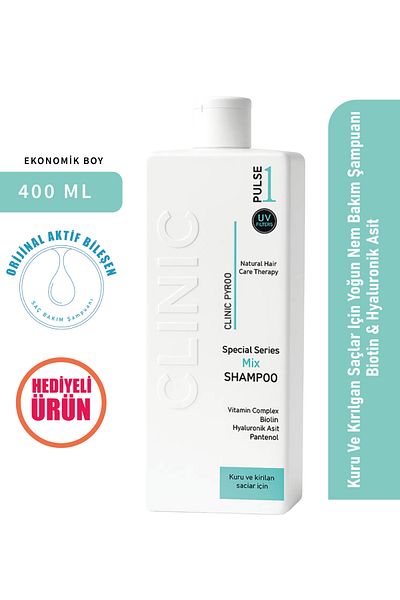 CLINIC PYROO Intensive Moisture Care for Dry and Fragile Hair - Biotin & Hyaluronic Acid Shampoo - 400 ml