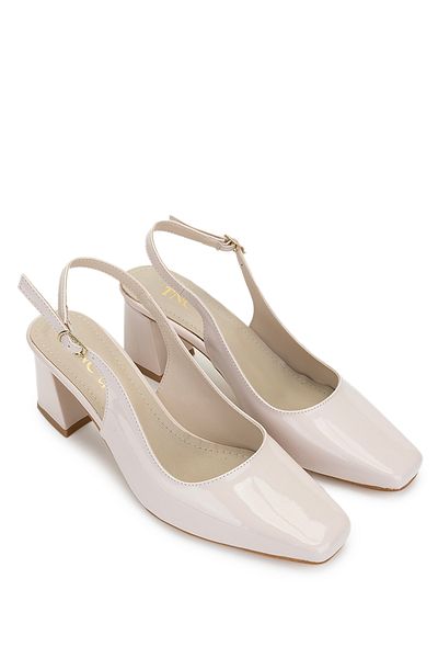 Tamer Tanca Women's Vegan Beige Patent Leather High Heeled Shoes