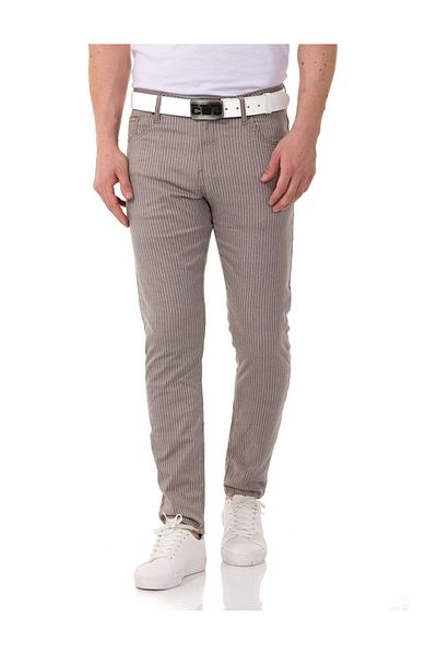 Cipo & Baxx Cd841 Ανδρικό παντελόνι με ριγέ λινό Slim Fit