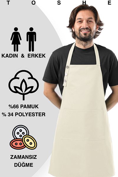 TOSHE Kitchen Apron Waterproof Chef Apron with 2 Wide Pockets Barista Apron Apron
