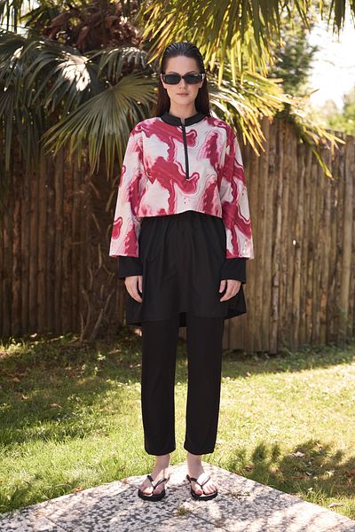 Bipantolon Γυναικείο Σετ μαγιό Hijab Cherry Marbling με στάμπα 3 τεμαχίων