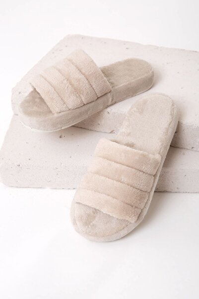 Moda Devrin Béžové dámské pantofle s otevřenou přední částí Silent Sole