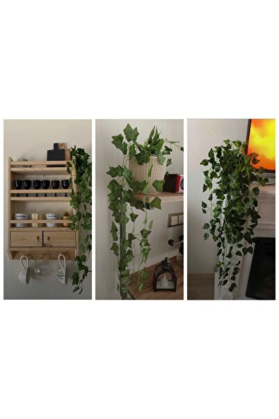 Genel Markalar TEMALİFE 3 ADET 9 Dal Dekoratif Yeşil Yapraklı Yapay Salkım Sarmaşık