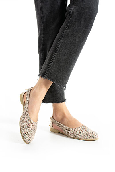 Moda Devrin Μπεζ Ανοιχτά Πλεκτά Σανδάλια