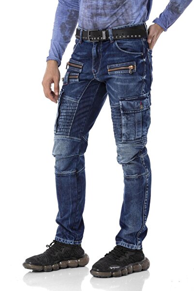 Cipo&Baxx Cd798 Карго-кишеневі темно-сині джинси для мотоциклістів