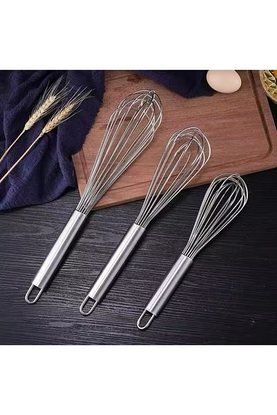BEYZANA Stainless Steel Set of 3 Whisks Practical Egg Sauce Mixer and Whisk