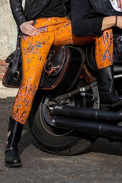 Cipo&Baxx Wd445 Πορτοκαλί Γυναικείο Τζιν Παντελόνι Στενής Γραμμής