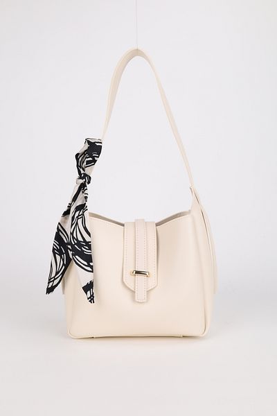 NOTHING Women's Cream Belt Detailed Scarf Gift Hand and Shoulder Bag Leona