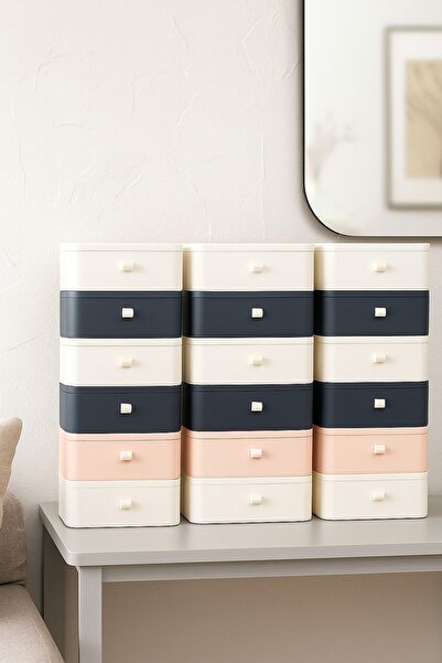 Bayev Mix Color 3Pcs Drawer Jewelry Box Makeup Cosmetic Organizer with Drawers Office Desk Organizer