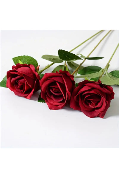 Genel Markalar Yapay Kadife Gül 10 Adet Kırmızı 50 Cm – Yapay Çiçek Dekor, Masa Süsü, Fon