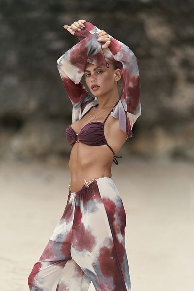 BOHEMAİ Donovarah Burgundy Crop Pants Set