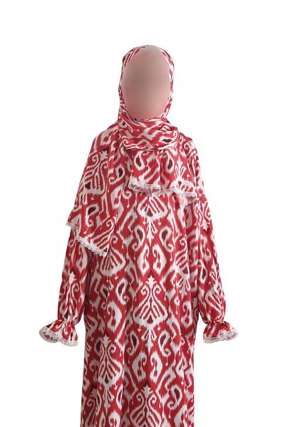 ARMİZA One Piece Cotton, Shawl and Lace Children's Prayer and Umrah Dress (11-15 Years)