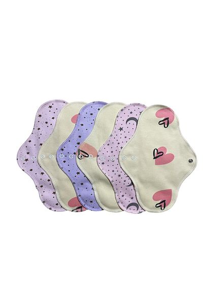 Ponped Washable Natural Women's Pad Set of 6 (Normal-Dark Pink)