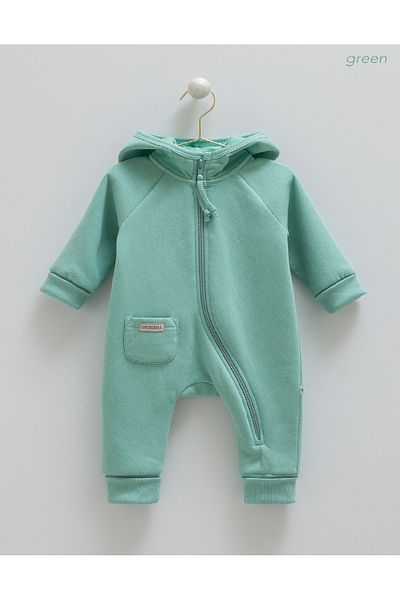 Caramell Barbosa Basic Girl Baby Jumpsuit 3 Thread Raised (1-3Ay/3-6Ay/6-9Ay/9-12Ay) Tk1897 Green