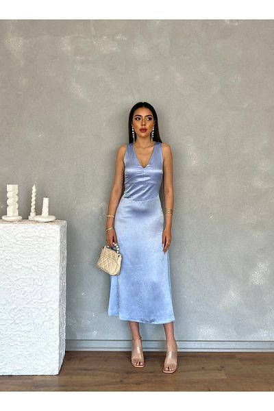 Nesil Kıraçlı Satin Midi Special Occasion Αποφοίτηση Αρραβώνα Βραδινό Φόρεμα Γυναικείο Φόρεμα