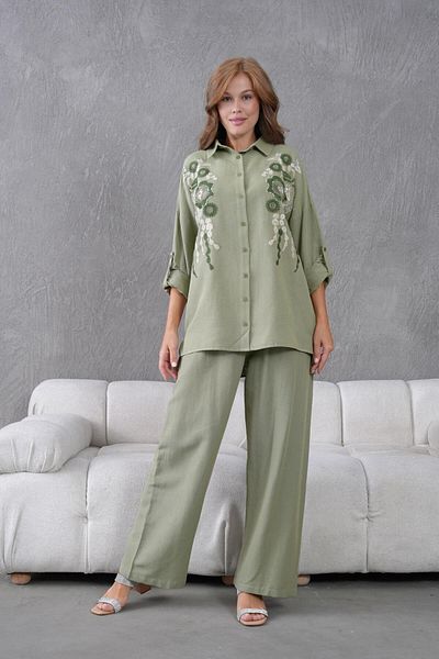 BURRASCA Embroidered Stone Linen Suit