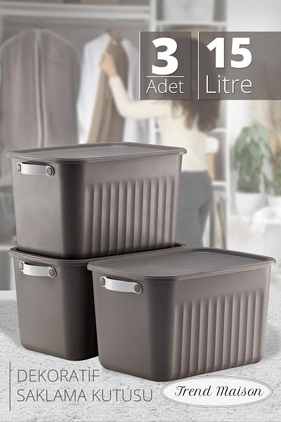 Trend Maison منظم متعدد الأغراض، صندوق بغطاء، صندوق تخزين مزخرف، منظم 3 قطع