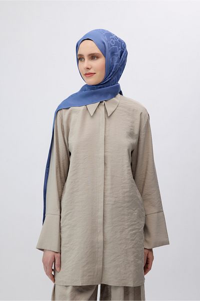Qef Silk Jacquard Monogram Shawl Indigo