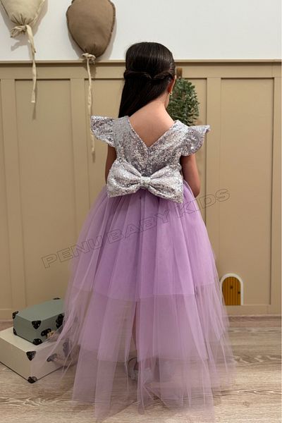 penu baby kids Lilac Sequin Short Sleeve Tulle Skirt Baby Girl Dress - Elizabeth