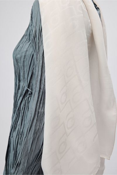 Qef Silk Jacquard Monogram Shawl Ecru