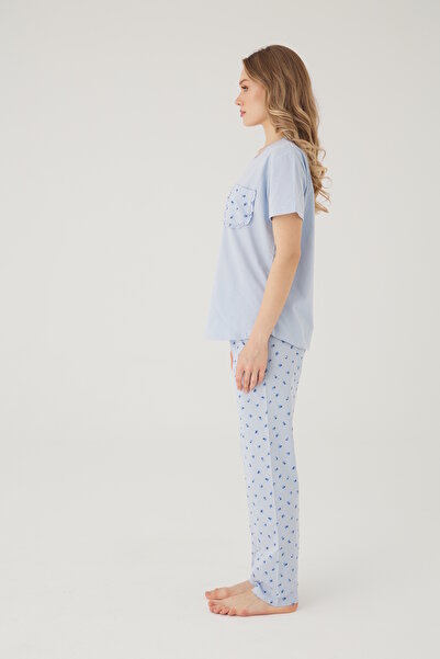 TURAY Set pijamale albastre pentru femei Wishes Comfort, 100% bumbac