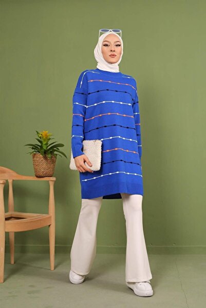 Maystore Tunica de dama cu dungi cu puncte colorate