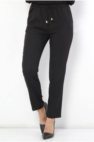 Maystore Pantaloni de damă Lucia din material textil cu talie elastică, cu buzunare, cu croiala morcov