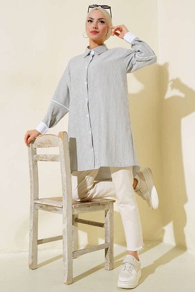 Kirazgym Cuff Detailed Striped Tunic