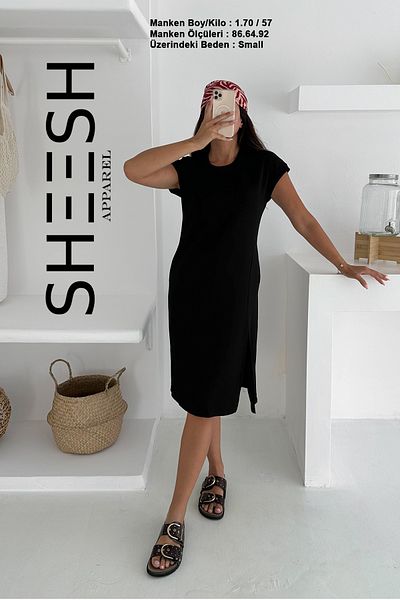 SHEESH APPAREL Black Low Sleeve Modal Summer Dress