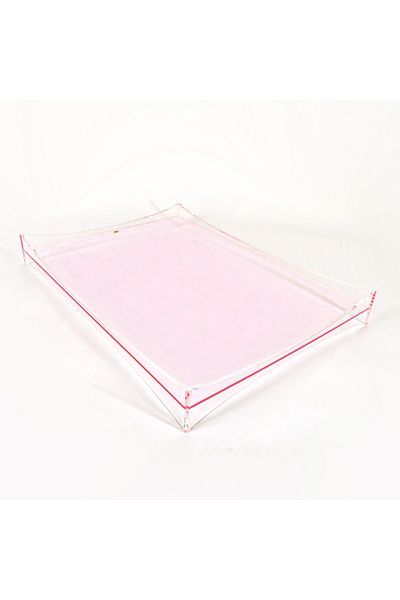 Generic Clear Red Rectangular Acrylic Serving Tray - Size 50 x 36 x 6 cm - Weight 1.75 kg - Ideal for desserts and foods