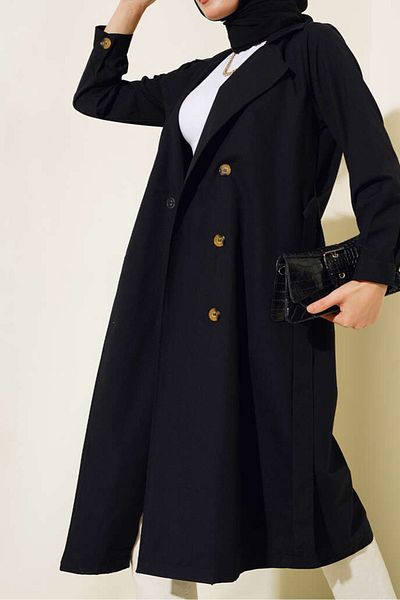 Kirazgym Belted Waist Buttoned Spring Summer Trench Coat