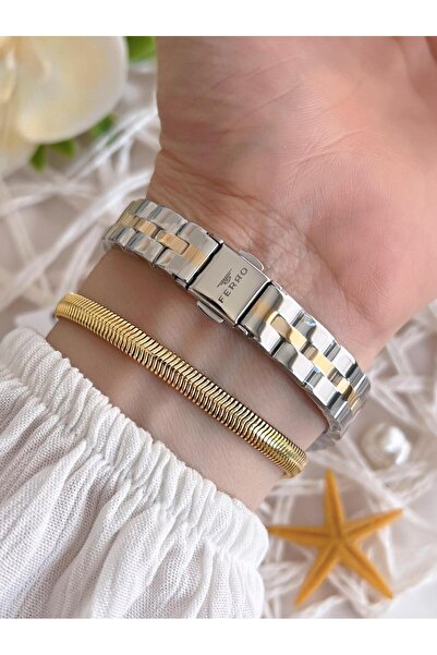 FERRO 3 Atm Water Resistant Special Design Women's Wrist Watch & Bracelet - Steel Band Vs.Blkt.0038