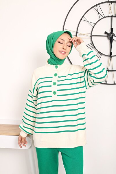 Kirazgym Σετ πλεκτό με ριγέ πατιλέτα με 4 κουμπιά