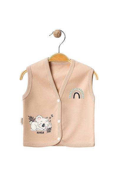 Babexi Koala Printed Combed Cotton Vest Beige