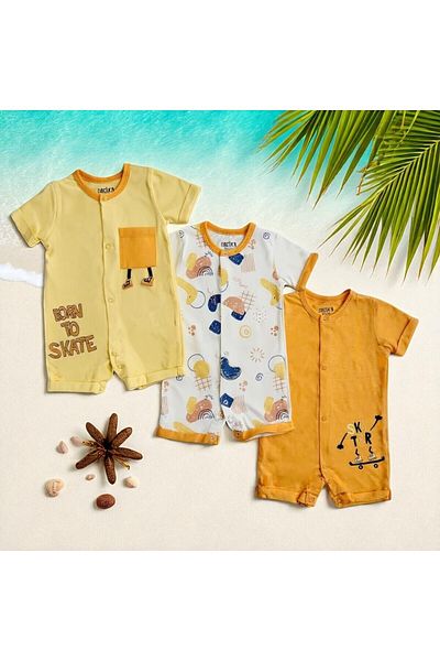 Necix's Luvvera Baby Boy Summer 3-Piece Short Jumpsuit Set
