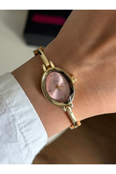 RoseandRoses Bonita Vintage Yuvarlak Kasa İnce Kordon Kadın Kol Saati Gold Re...