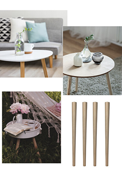 HAMADEX Picior de masă din lemn brut de 50 cm, picior conic, picior pentru masă de cafea, picior pentru unitate TV, picior pentru scaun