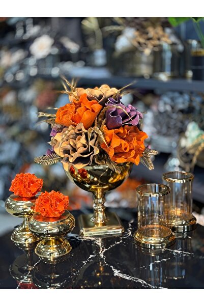 Armağan Salon Çiçeği Mumluk Lokumluk Set