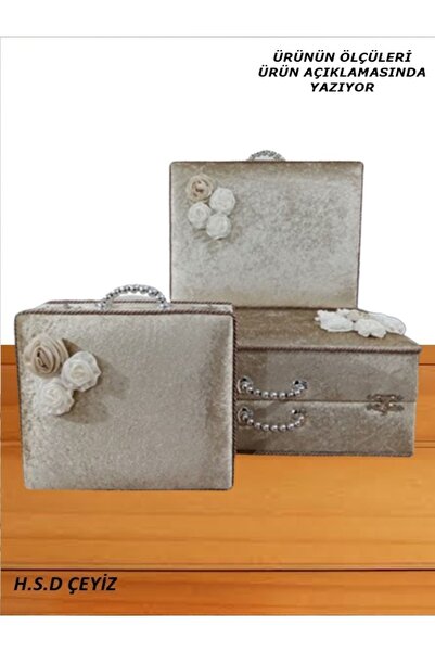 Sandık Dünyası Bavul Çanta Sandık Gelin Damat Hurç Çeyiz Sandığı 3lü 0450