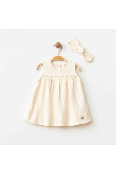 ESLENZA Banded Ruffle Dress Ecru