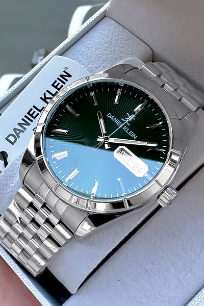 Daniel Klein Men's Wrist Watch 3 Atm Waterproof Silver Color Steel Cord Gift Bracelet Dke2126C6