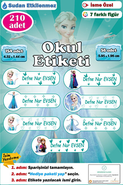 GSticker Okul Etiketi Kalem Defter Etiketi Özel Isim Yazılabilen Etiket Isme ...